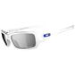 Oakley Fives Squared Polarized Custom Sunglasses - Polished White Frame - Grey Polarized Lens - Etched