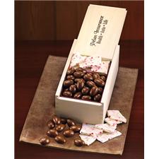 Wooden Box - Peppermint Bark and Chocolate Almonds