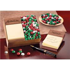 Post-it Note Holder - Walnut Wood/Chocolate Gourmet Mints
