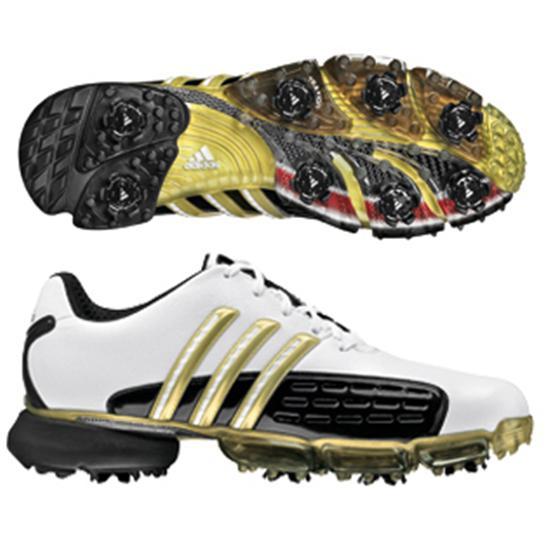 Adidas Powerband 2.0 Golf Shoes - White/Black/Gold