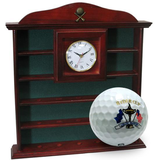 Golf Gifts & Gallery 19 Ball Display Cabinet w/Clock
