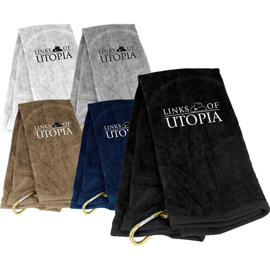 Tri-Fold Links of Utopia Logo Golf Towel