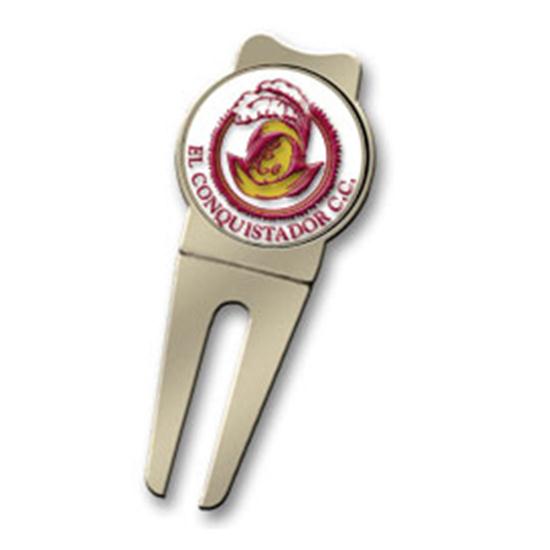 Logo Golf Round Divot Tool w/ Color Magic Logo