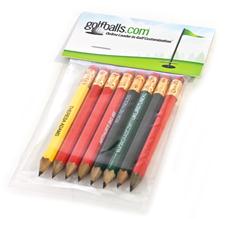 Classic Hex Logo Overrun Golf Pencils with Eraser - 8 Pack - Mixed Colors
